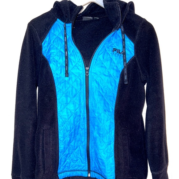 Fila Jackets & Blazers - FILA SPORT Women’s Run Swift Quilted Fleece Lined Hooded Jacket Size XS Blue BLK
